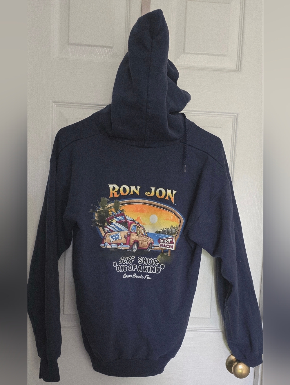 Ron Jon Navy Hoodie with Sunset Surf Van Graphic- Size M